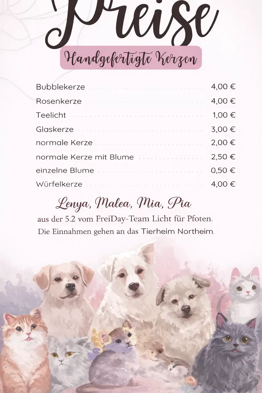 Kerzenverkauf für das Tierheim